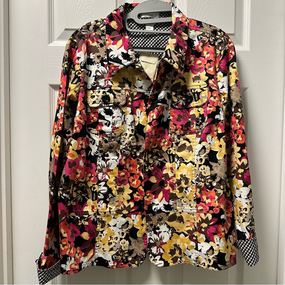Floral Print Cotton Lightweight Stretch Jacket NWT